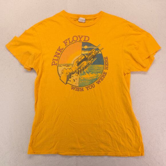 Pink Floyd Band Graphic Crew Neck T Shirt Adult Mens Size Medium M Yellow - Picture 2 of 9